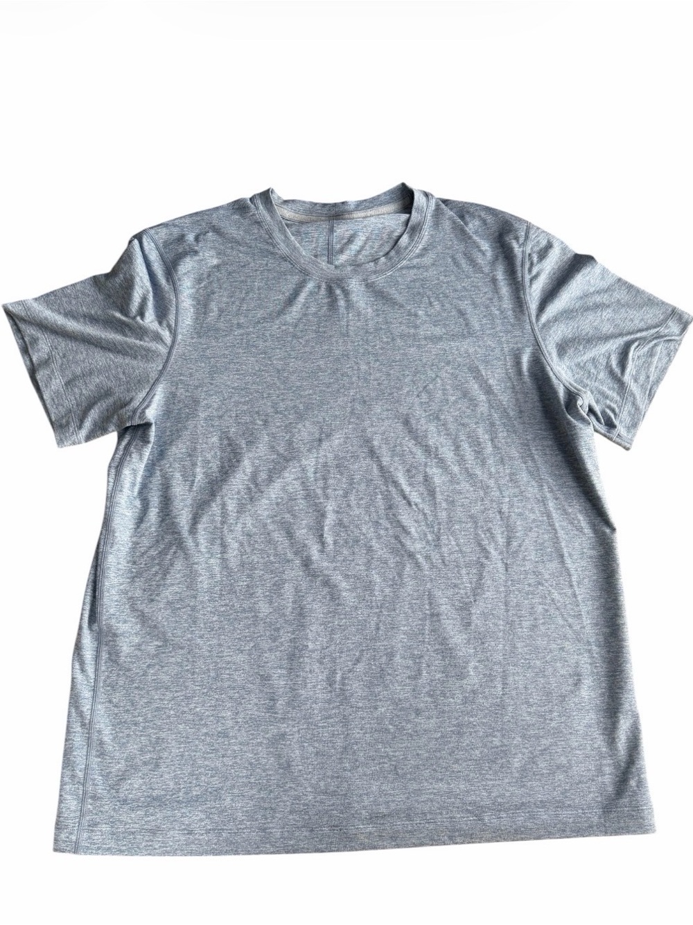 Lululemon Men Heathered Blue Gray Short Sleeve Workout Training Shirt Size Large